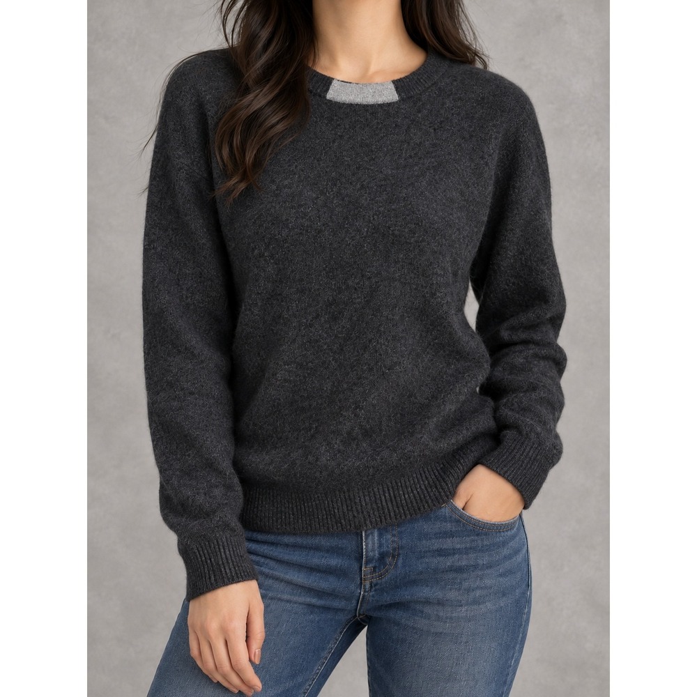 White + Warren Cashmere Sweater Womens Large Charcoal Gray Crewneck Pullover